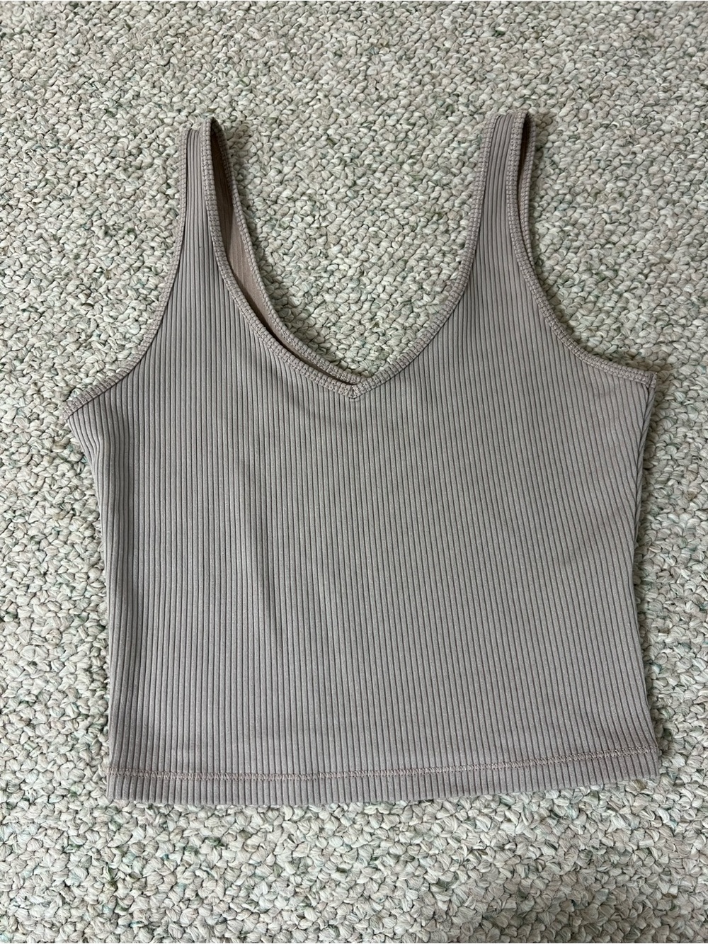 Hollister Ribbed V-Neck Tank - Taupe Beige